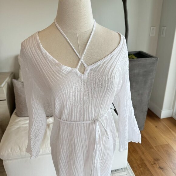 Monday Swimwear Tropea Linen Dress in White Size Small - Picture 7 of 9